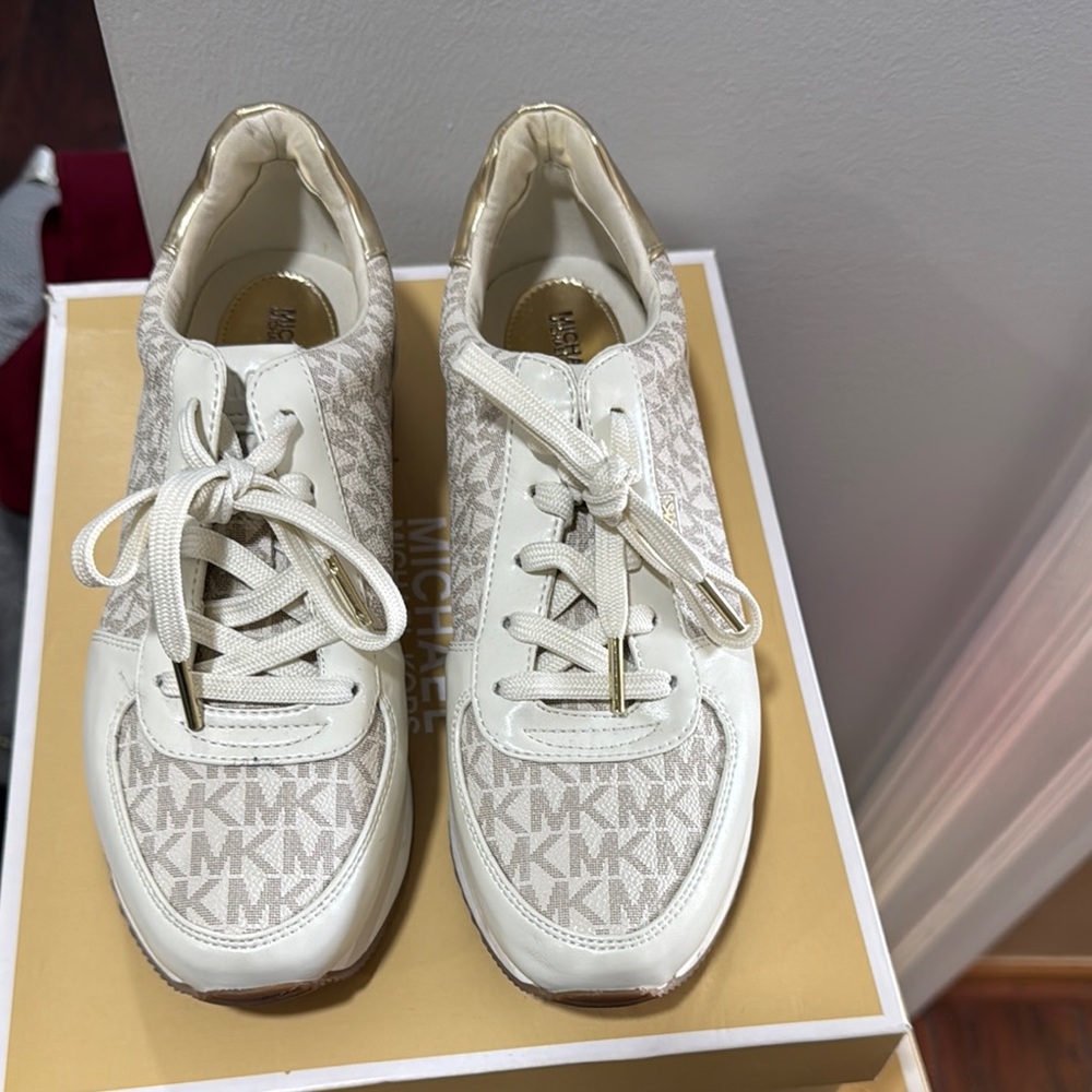 Michael Kors White and Cream Sneakers